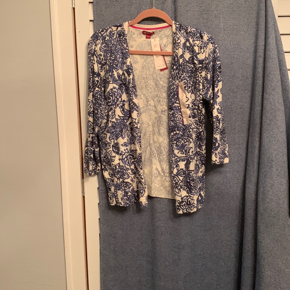 Merona white and blue Cardigan